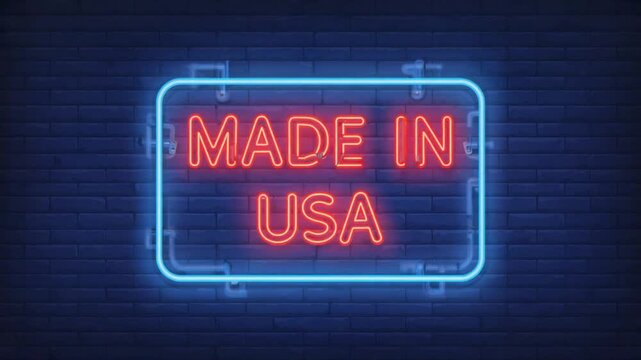 Neon sign that says "Made in USA".