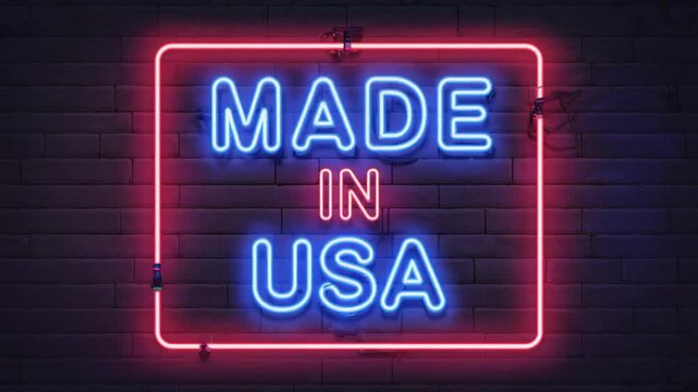 Neon sign that says "Made in USA".