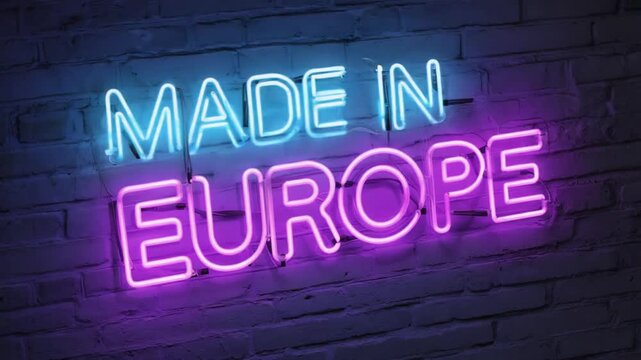 Neon sign for "Made in Europe".