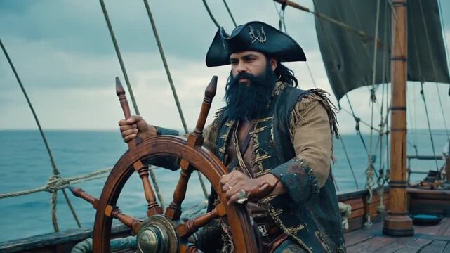 Pirate piloting the ship.