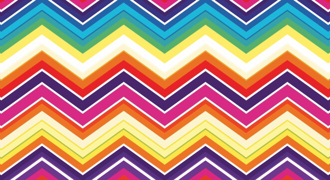vibrant seamless rainbow chevron pattern forms a colorful decorative graphic background perfect for modern design and digital art.