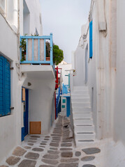 Fototapeta premium Streets of traditional architecture in the Chora of the island of Mykonos in Greece