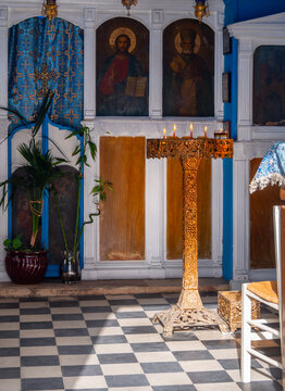  Interior decoration of the Church of St. Nicholas in Kadena on the island of Mykonos in Greece