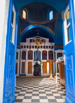  Interior decoration of the Church of St. Nicholas in Kadena on the island of Mykonos in Greece