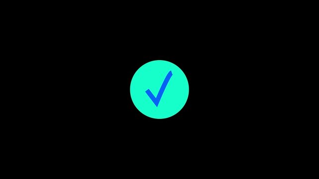 tik mark icon animation. black background check mark 4k video. Hand-Drawn tik Mark Animation on Black Background
