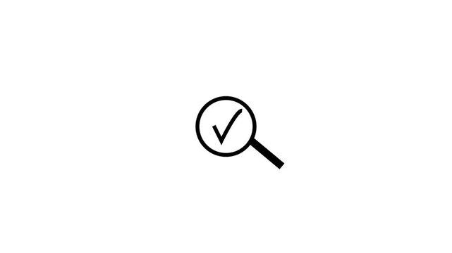 search ber and tick icon animation on a white screen.