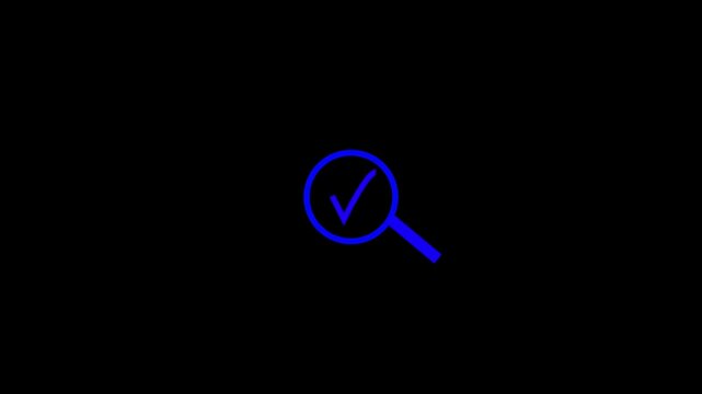search ber and tick icon animation on a black screen.