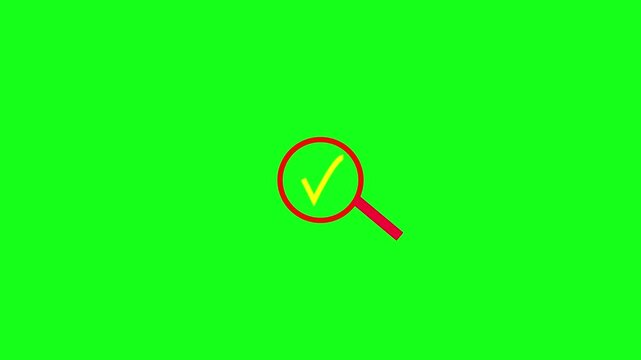 search ber and tick icon animation on a green screen.