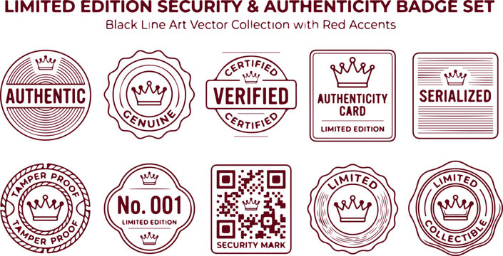 Security authenticity and verified badges collection.