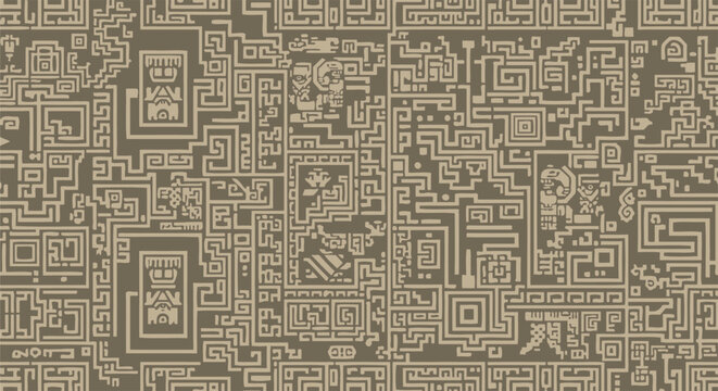 aztec patterns ethnic maze design with pre-columbian art and geometric motifs an ancient cultural pattern for background.