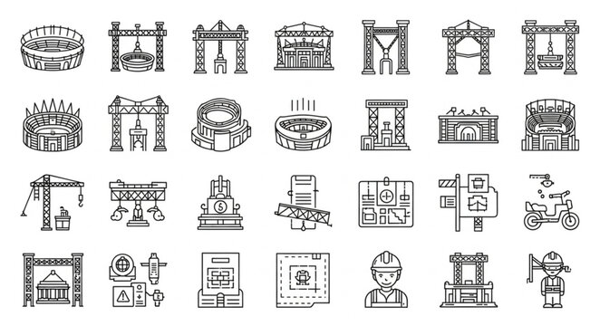 Collection of Architectural Building Icons and Symbols.