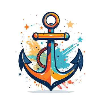 Vibrant Orange and Blue Anchor Symbol.