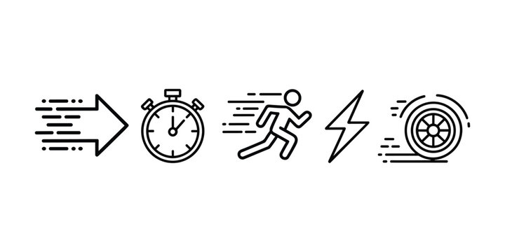 Black line of arrow speedometer runner lightning wheel line black and white motion stopwatch