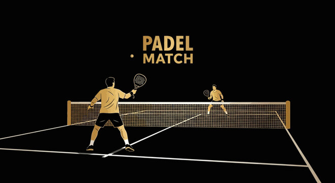 Dynamic Padel Game Illustration Depicting Two Players in Energetic Competition