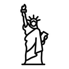 Stylized Outline Line Art Statue of Liberty Holding Torch and Tablet Silhouette © Namu Icons
