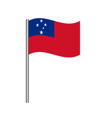 Naklejka premium Vector illustration of the Samoa flag waving on flagpole, isolated on white background. Perfect for design, educational, and patriotic projects