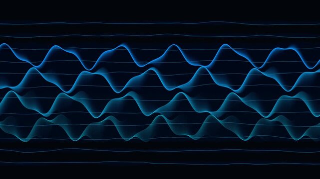 Schumann Resonance Earth Frequency Visualization, 4K Abstract Blue Energy Waves flowing in Ionosphere