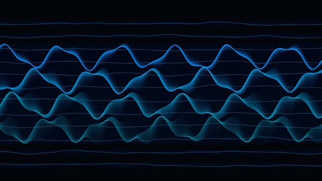 Schumann Resonance Earth Frequency Visualization, 4K Abstract Blue Energy Waves flowing in Ionosphere
