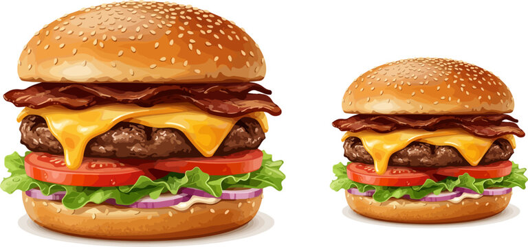Classic Bacon Cheeseburger Illustration