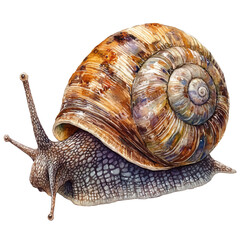Watercolor illustration vector of Large Land Snail, isolated on a clean white background. © deltrion