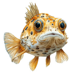 Watercolor illustration vector of Pufferfish, isolated on a clean white background. © deltrion