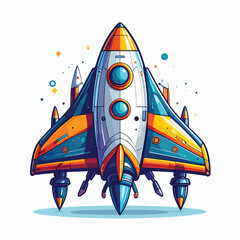 Colorful Cartoon Space Rocket Ship. © Valdy