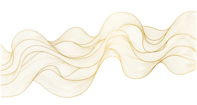 Luxury abstract floral line pattern on white background, elegant leaves, flowers, flowing abstract waves. Modern vector illustration, Japanese ornament, Art Deco and Art Nouveau.