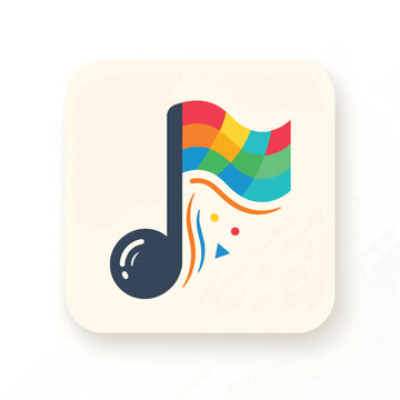 Colorful Music Note Icon Design.