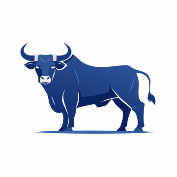 Stylized Blue Bull Illustration