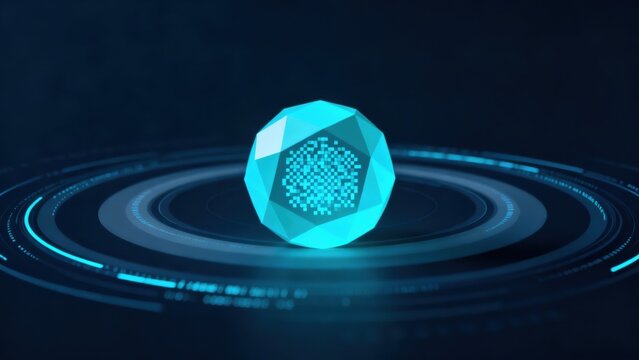 Futuristic digital sphere with data pattern