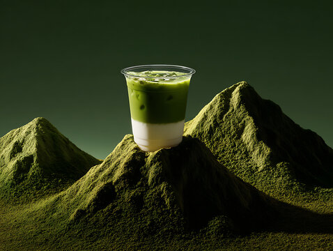 instant iced matcha latte ad banner photoshoot 
