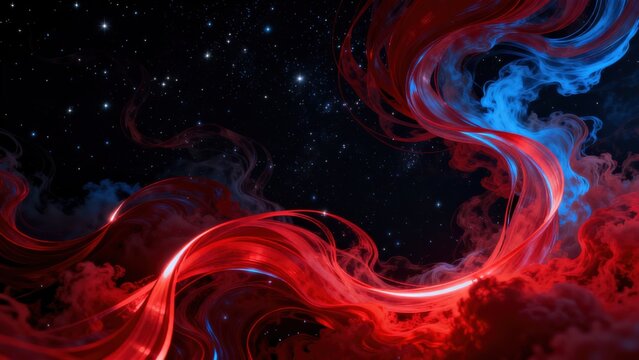 Cosmic Nebula with Red and Blue Vortices