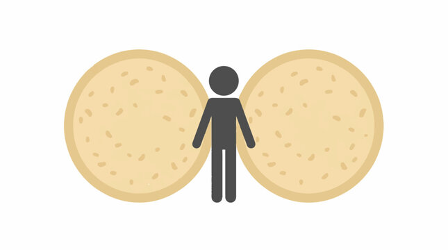 Person standing between two large round pita breads