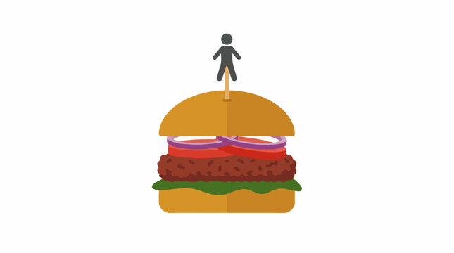 Delicious hamburger with a person shaped toothpick