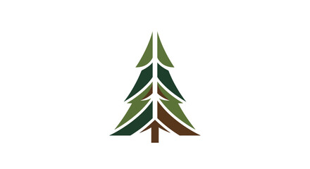 Fototapeta premium Simplified graphic of a stylized evergreen tree, comprised of various green and brown geometric shapes