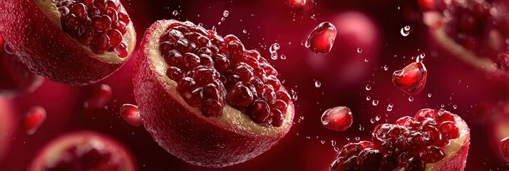Fototapeta premium Close-up of Pomegranate with Seeds in Water