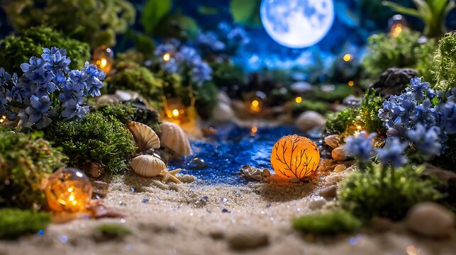 Romantic Evening Beach with Lanterns / ランタンのあるロマンチックな夕方のビーチ