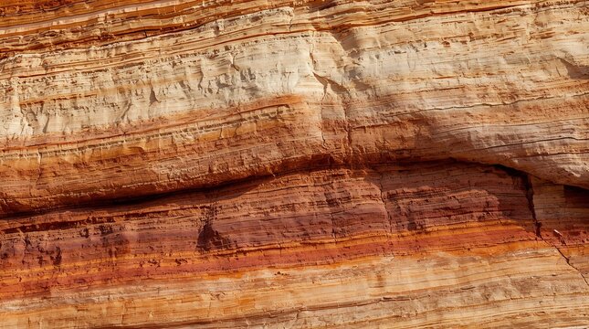 Layered sandstone rock formation with erosion patterns geology concept