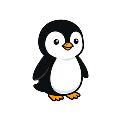 Obraz premium Cute cartoon penguin character vector illustration on white background