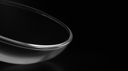 Clear acrylic hemisphere dome macro curve isolated on black background © Deepak