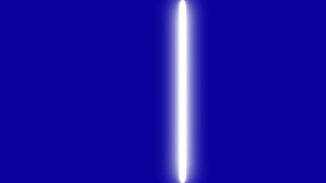 Vertical White Light Beam Scanning on Blue Screen Chroma Key, Futuristic Laser Line Animation, Glowing Neon Bar Moving Sideways, Sci-Fi Scanner Effect for Compositing.