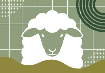 Stylized Sheep Head Illustration. Minimalist Animal Icon. Flat Design Graphic. © khafid