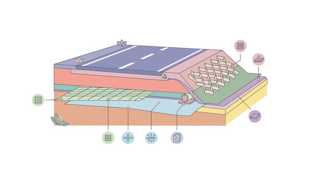 Road Cross Section and Pavement Structure Diagram