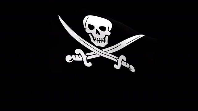 Pirate Flag &ndash; 3d render looped with alpha channel.