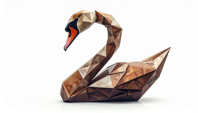 Geometric swan sculpture