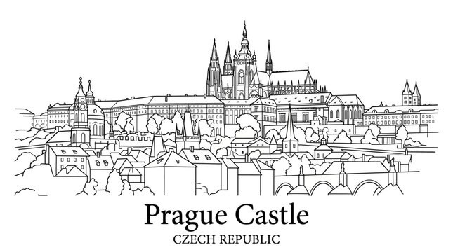 Prague Castle sits atop a hill overlooking the Vltava River in Czech Republic