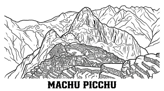 Machu Picchu Iconic Ancient Incan Citadel in the Andes Mountains
