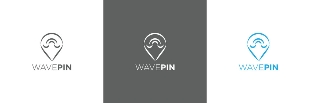 Minimal Location Pin Wave Logo Vector Icon