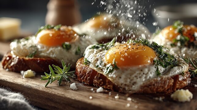 Gourmet Breakfast with Eggs Benedict on Toast