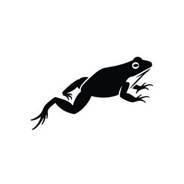 Black silhouette of a jumping frog.